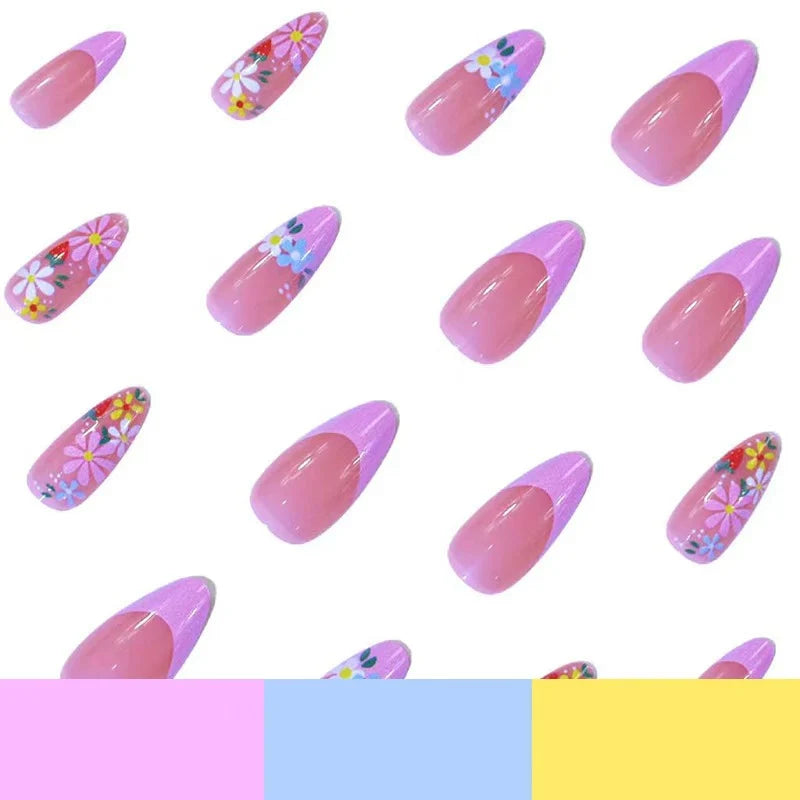 Acrylic Nail Set Floral Light Green Salon-Quality