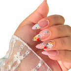 Acrylic Nail Set Floral Light Green Salon-Quality