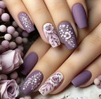 Acrylic Nail Set Floral Matte Easy Application