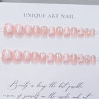 Acrylic Nail Set Floral & Rhinestone Long-Lasting