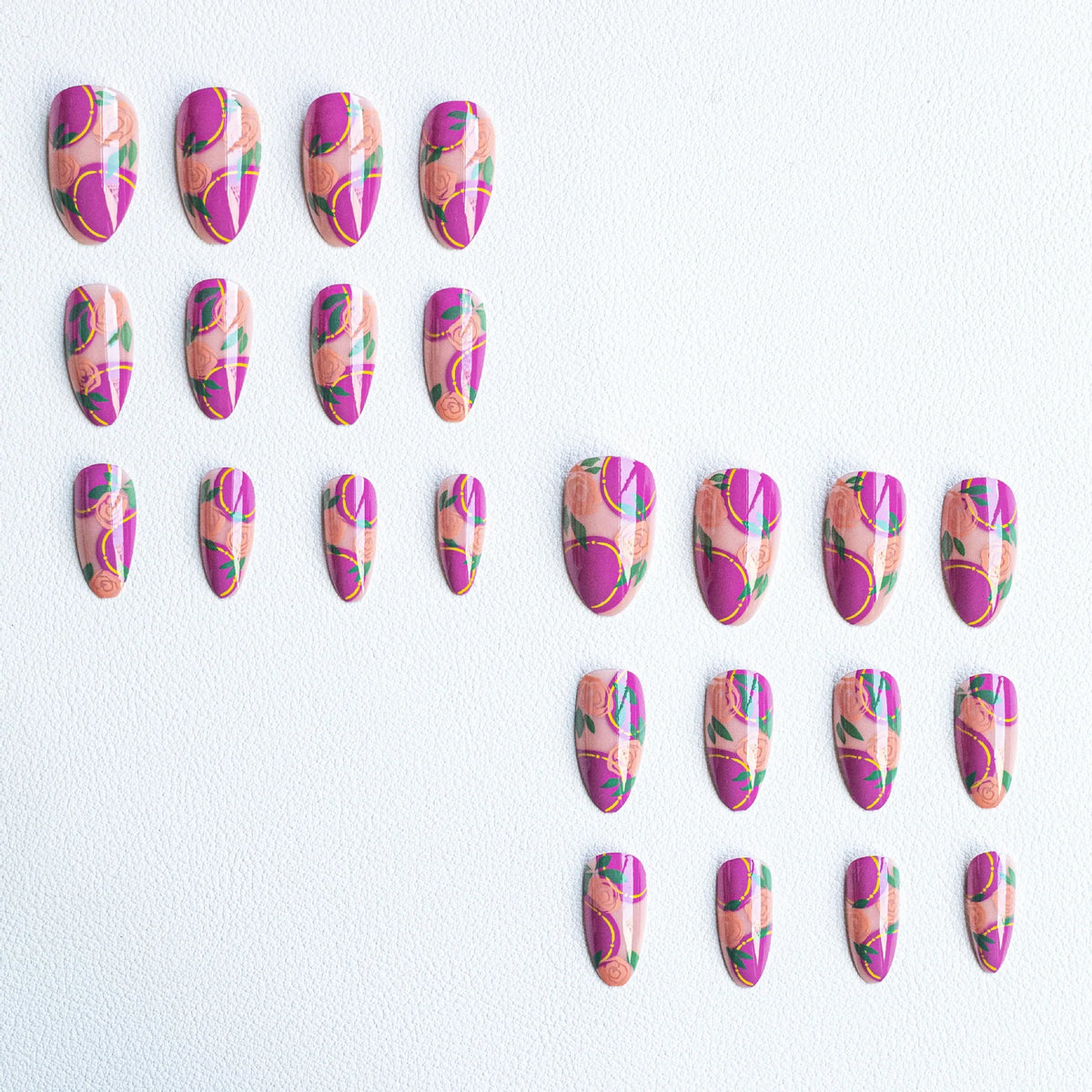 Acrylic Nail Set Floral Rose Easy Application