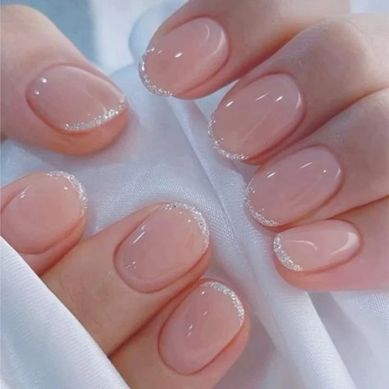 Acrylic Nail Set French Tip & Glitter Kit