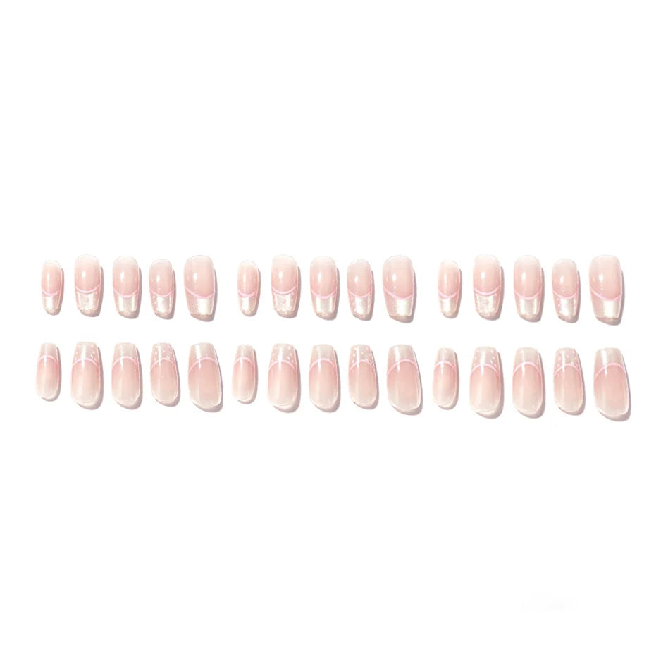 Acrylic Nail Set French Tip Set Of 30 Long-Lasting