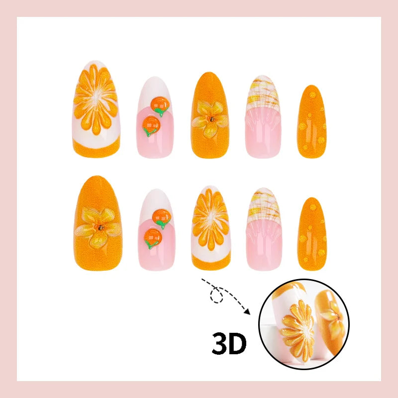 Acrylic Nail Set Fruity Motifs Easy-Apply & Long-Lasting