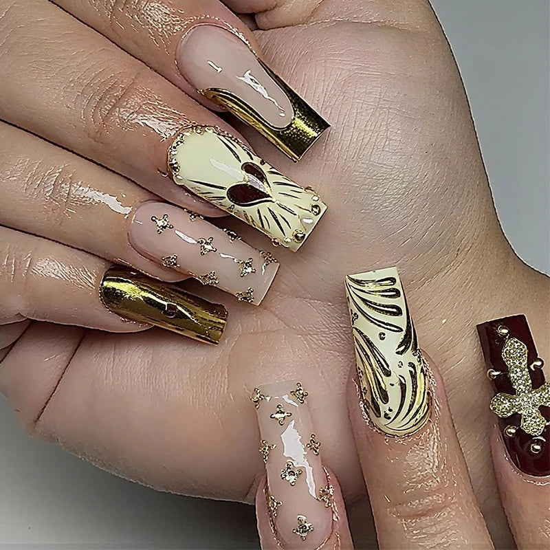 Acrylic Nail Set Glamorous Accents Adhesive Tabs