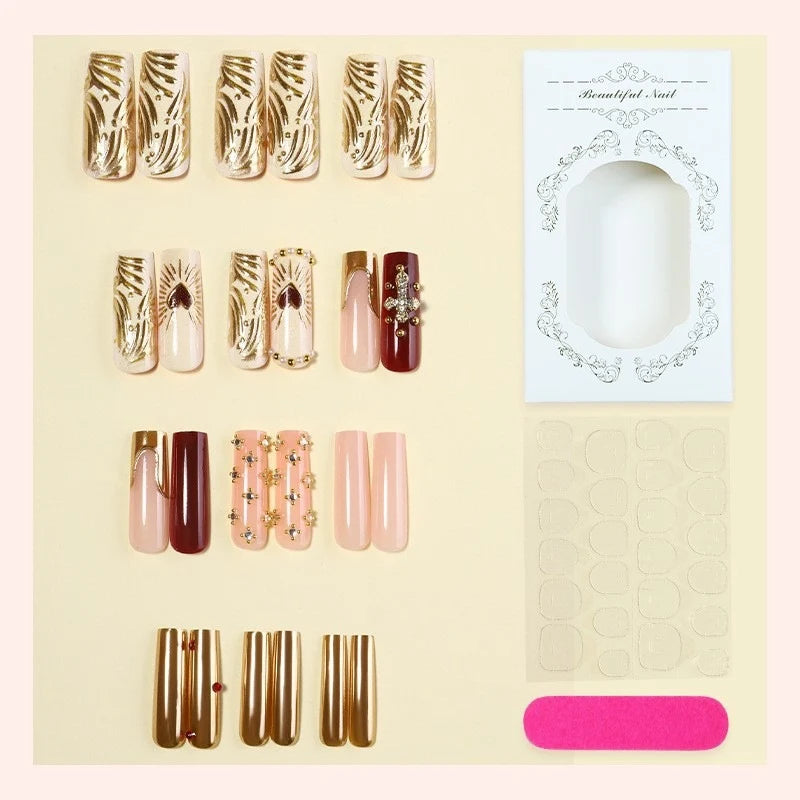 Acrylic Nail Set Glamorous Accents Adhesive Tabs