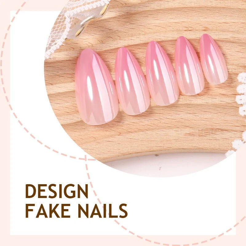 Acrylic Nail Set Glossy Shimmer Adhesive Strips