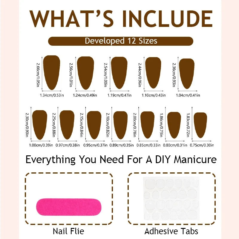 Acrylic Nail Set Glossy Shimmer Adhesive Strips