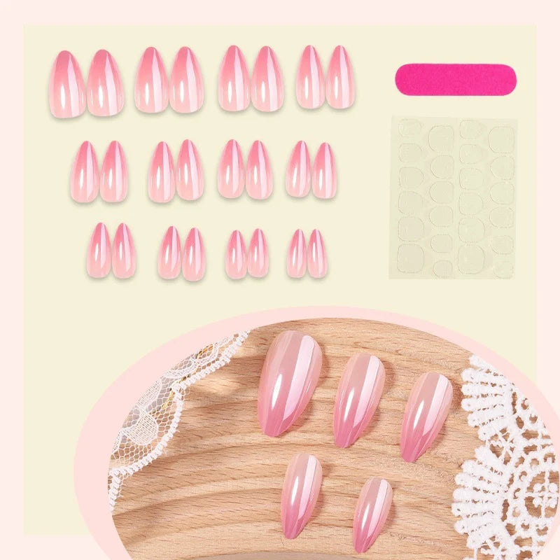Acrylic Nail Set Glossy Shimmer Adhesive Strips