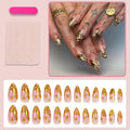 Acrylic Nail Set Gold Accents Easy Application & Reusable