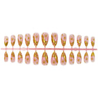 Acrylic Nail Set Gold Accents Easy Application & Reusable