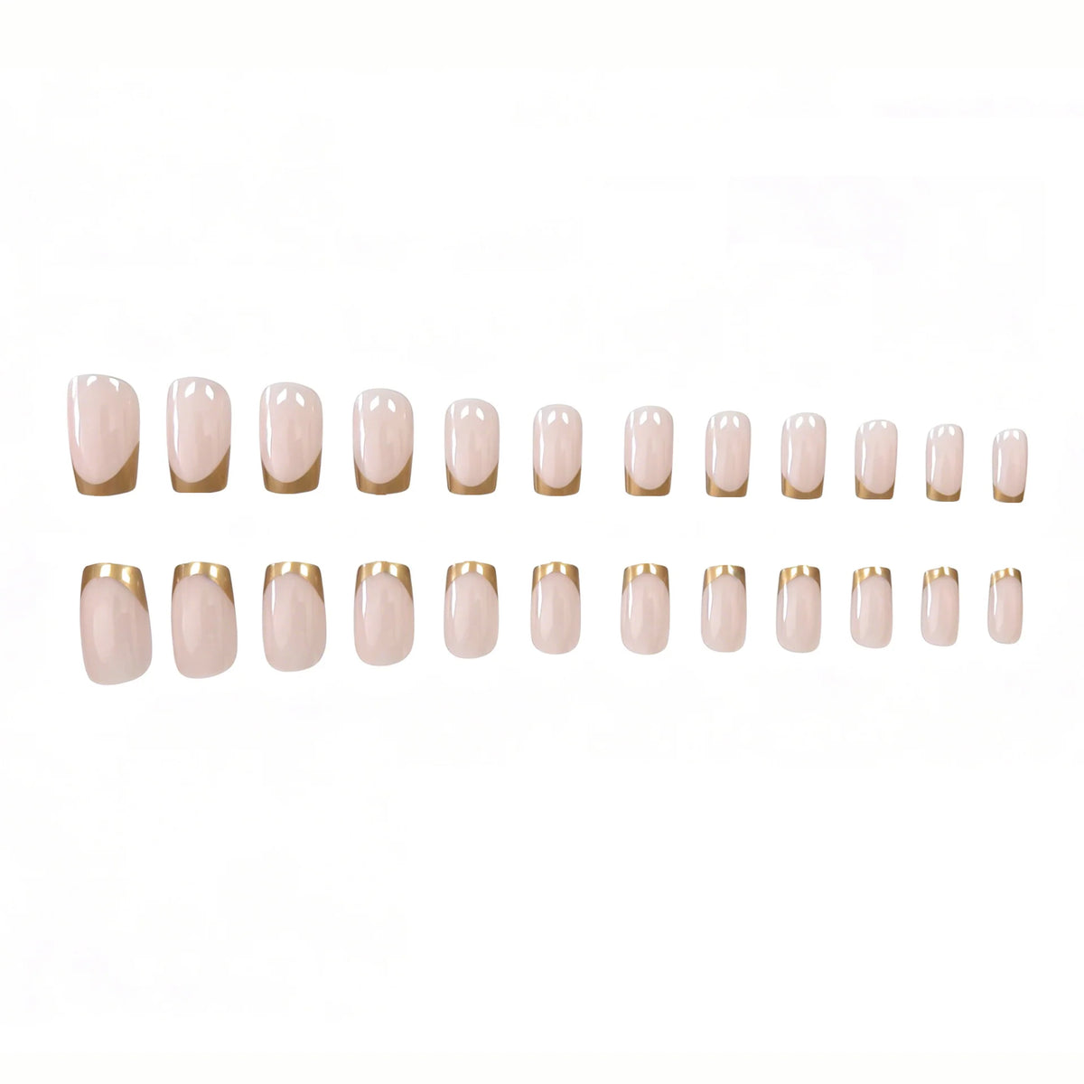 Acrylic Nail Set Gold Trim Multiple Sizes Set of 24