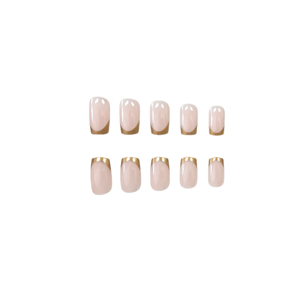 Acrylic Nail Set Gold Trim Multiple Sizes Set of 24