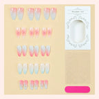 Acrylic Nail Set Gradient Floral Glue & Stickers