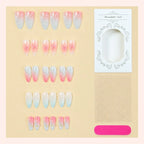 Acrylic Nail Set Gradient Floral Glue & Stickers