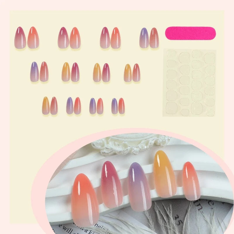 Acrylic Nail Set Gradient Pastel Easy Application
