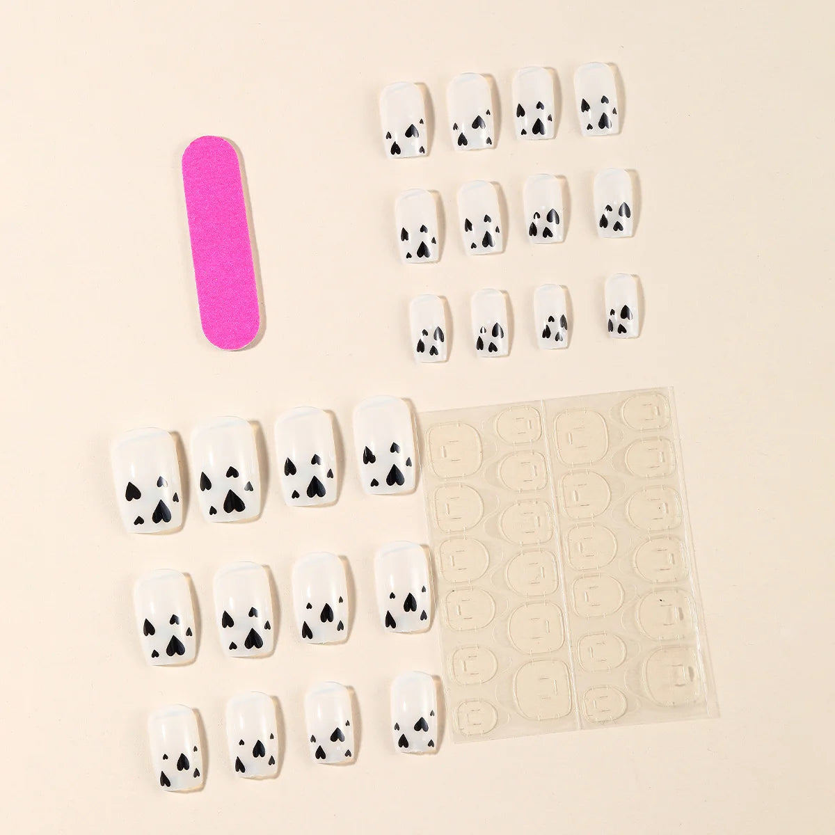 Acrylic Nail Set Heart Accent Durable & Lightweight