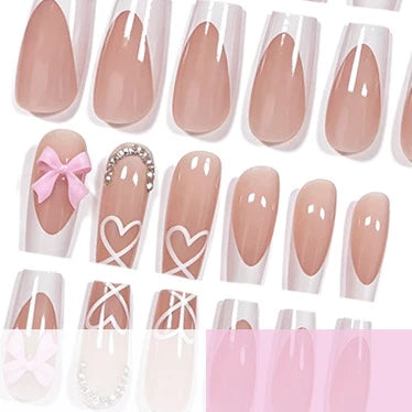 Acrylic Nail Set Heart & Bow Comfort Fit