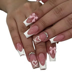 Acrylic Nail Set Heart & Bow Comfort Fit