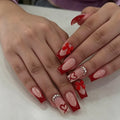 Acrylic Nail Set Heart & Bow Designs 24 Piece