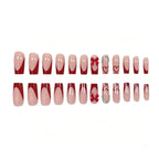 Acrylic Nail Set Heart & Bow Designs 24 Piece
