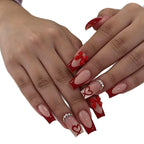 Acrylic Nail Set Heart & Bow Designs 24 Piece