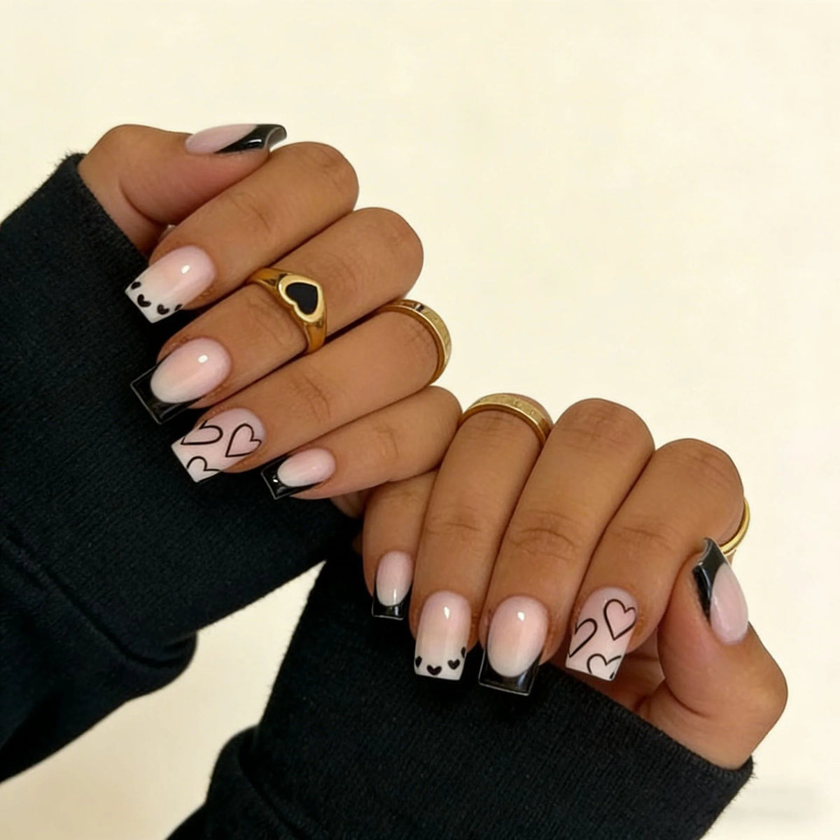 Acrylic Nail Set Heart & Ombre 24 Pieces
