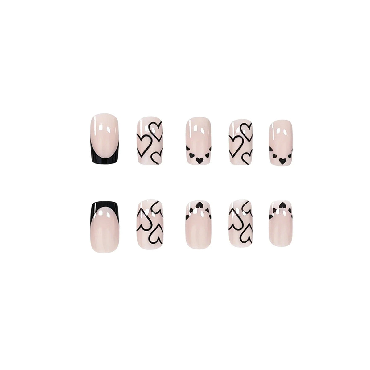 Acrylic Nail Set Heart & Ombre 24 Pieces