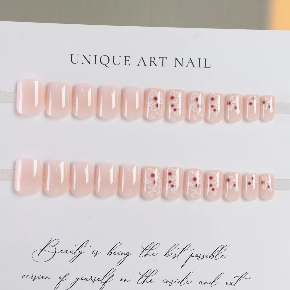 Acrylic Nail Set Intricate Floral High-Gloss Nail-Friendly