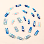 Acrylic Nail Set Jellyfish Design Light Blue Comfort Fit