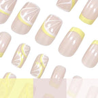Acrylic Nail Set Lemon Design Lightweight 24-Piece