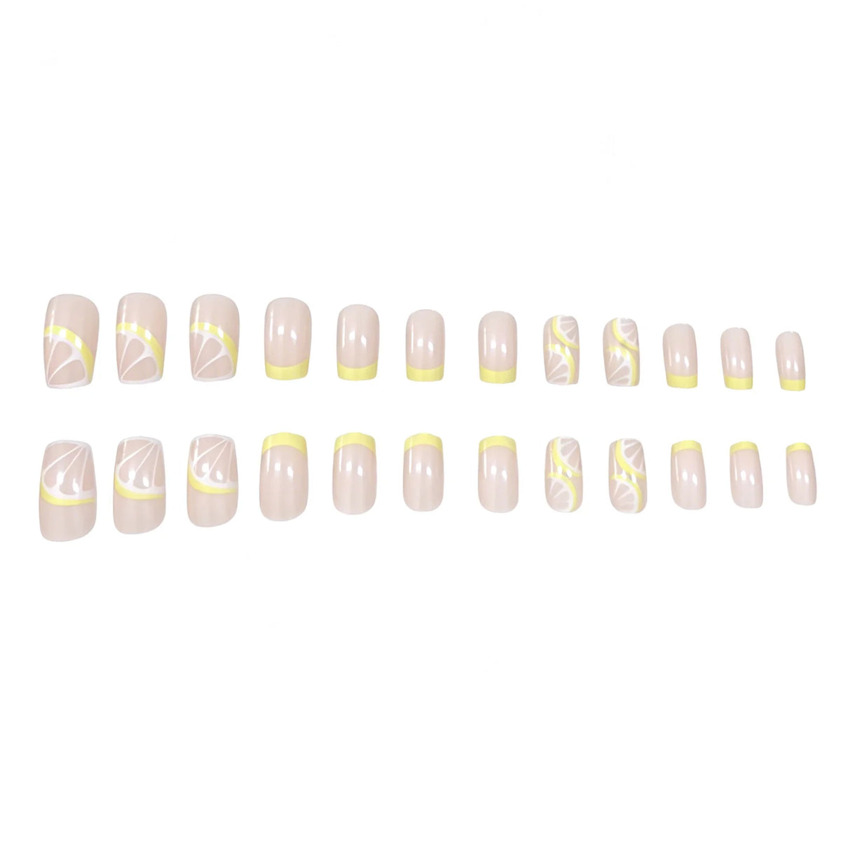 Acrylic Nail Set Lemon Design Lightweight 24-Piece