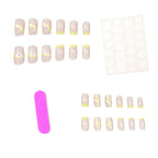 Acrylic Nail Set Lemon Design Lightweight 24-Piece