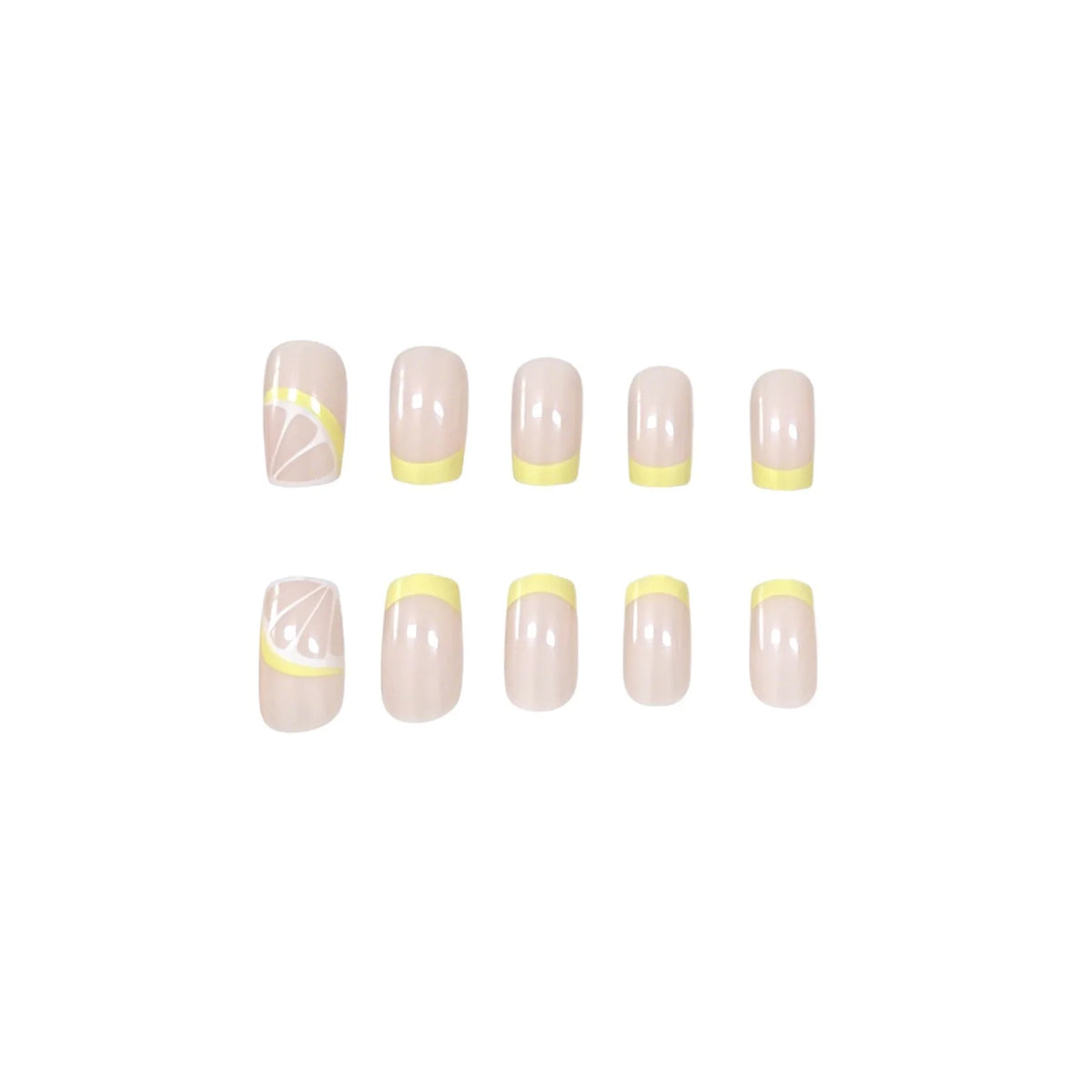 Acrylic Nail Set Lemon Design Lightweight 24-Piece