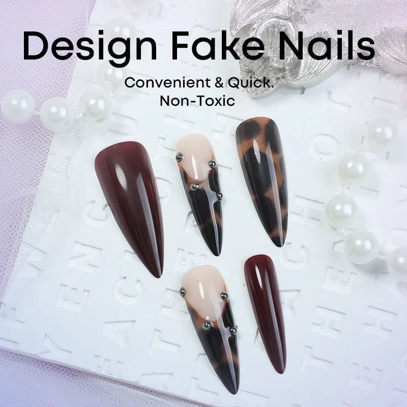 Acrylic Nail Set Leopard Print & Sparkle Accents