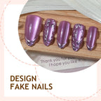 Acrylic Nail Set Metallic Accents 24-Piece Glue & Guide
