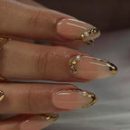 Acrylic Nail Set Nude & Gold Accents 24-Piece