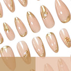 Acrylic Nail Set Nude & Gold Accents 24-Piece