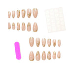 Acrylic Nail Set Nude & Gold Accents 24-Piece
