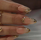 Acrylic Nail Set Nude & Gold Accents 24-Piece