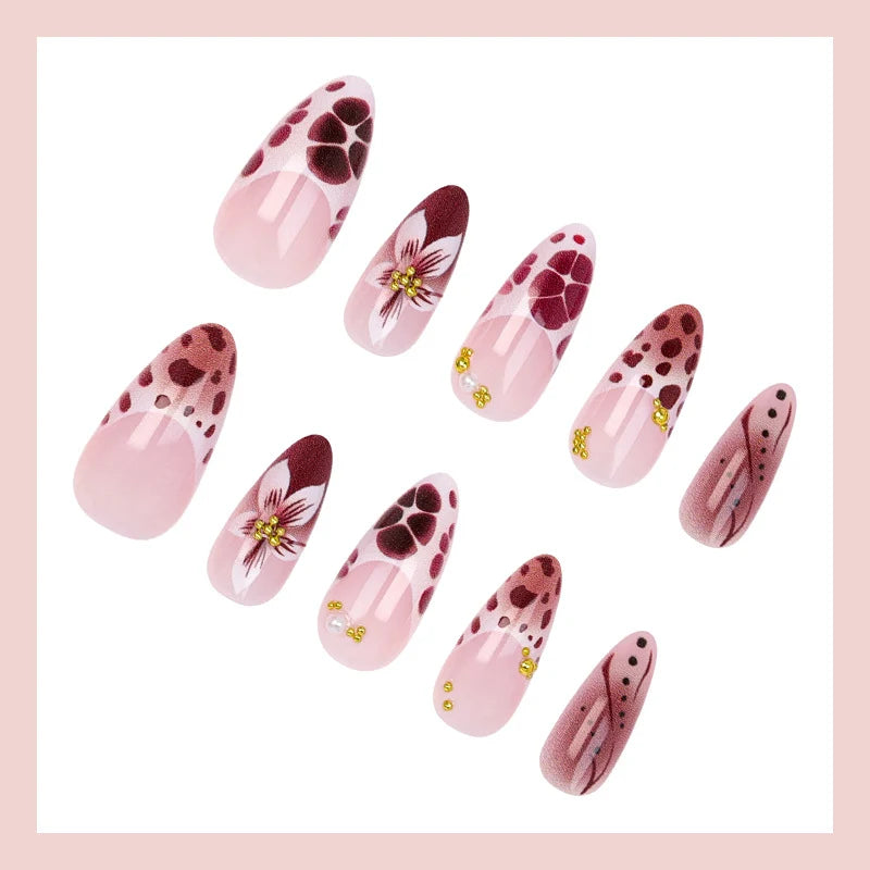 Acrylic Nail Set Pre-Decorated Floral & Modern