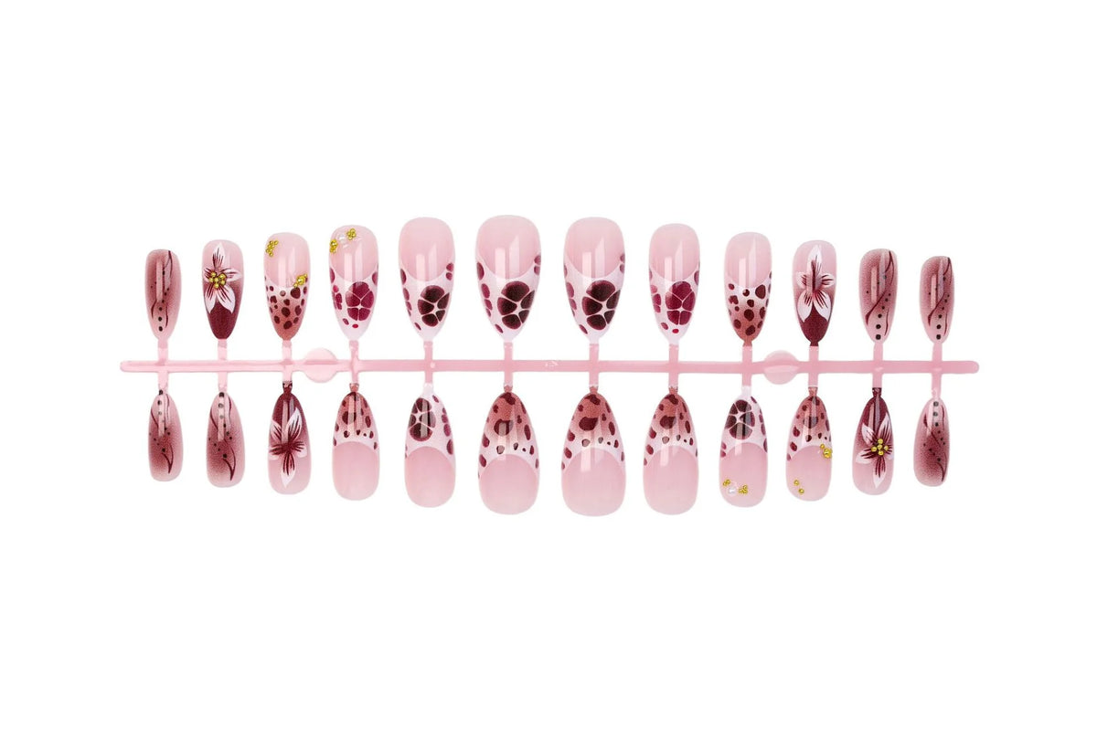 Acrylic Nail Set Pre-Decorated Floral & Modern