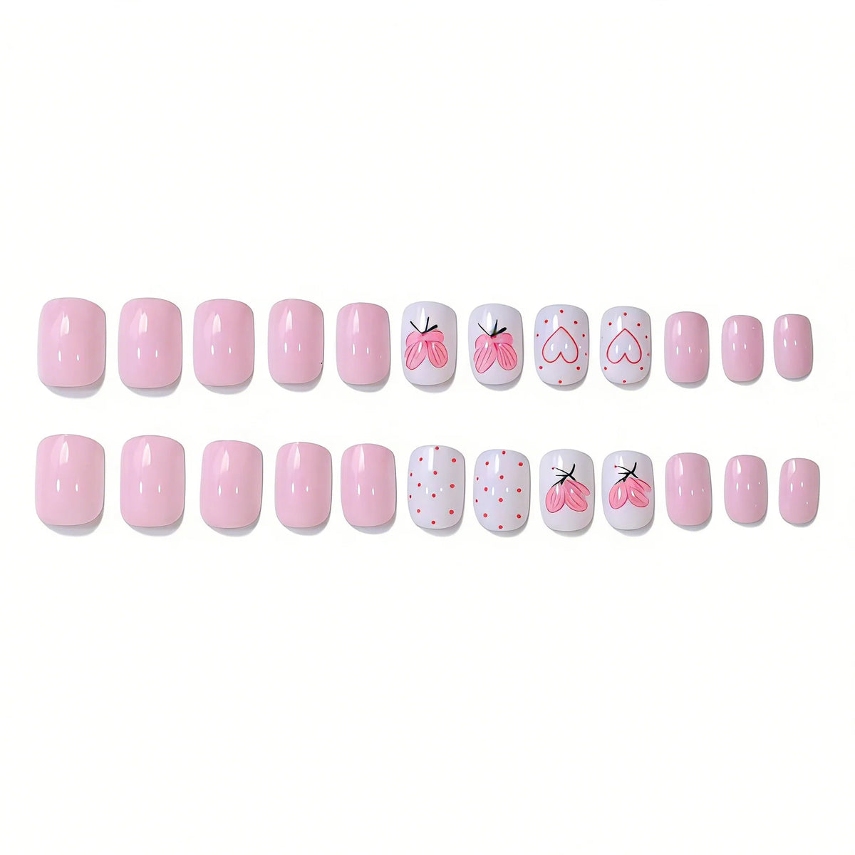 Acrylic Nail Set Press-On Hand-Painted Floral