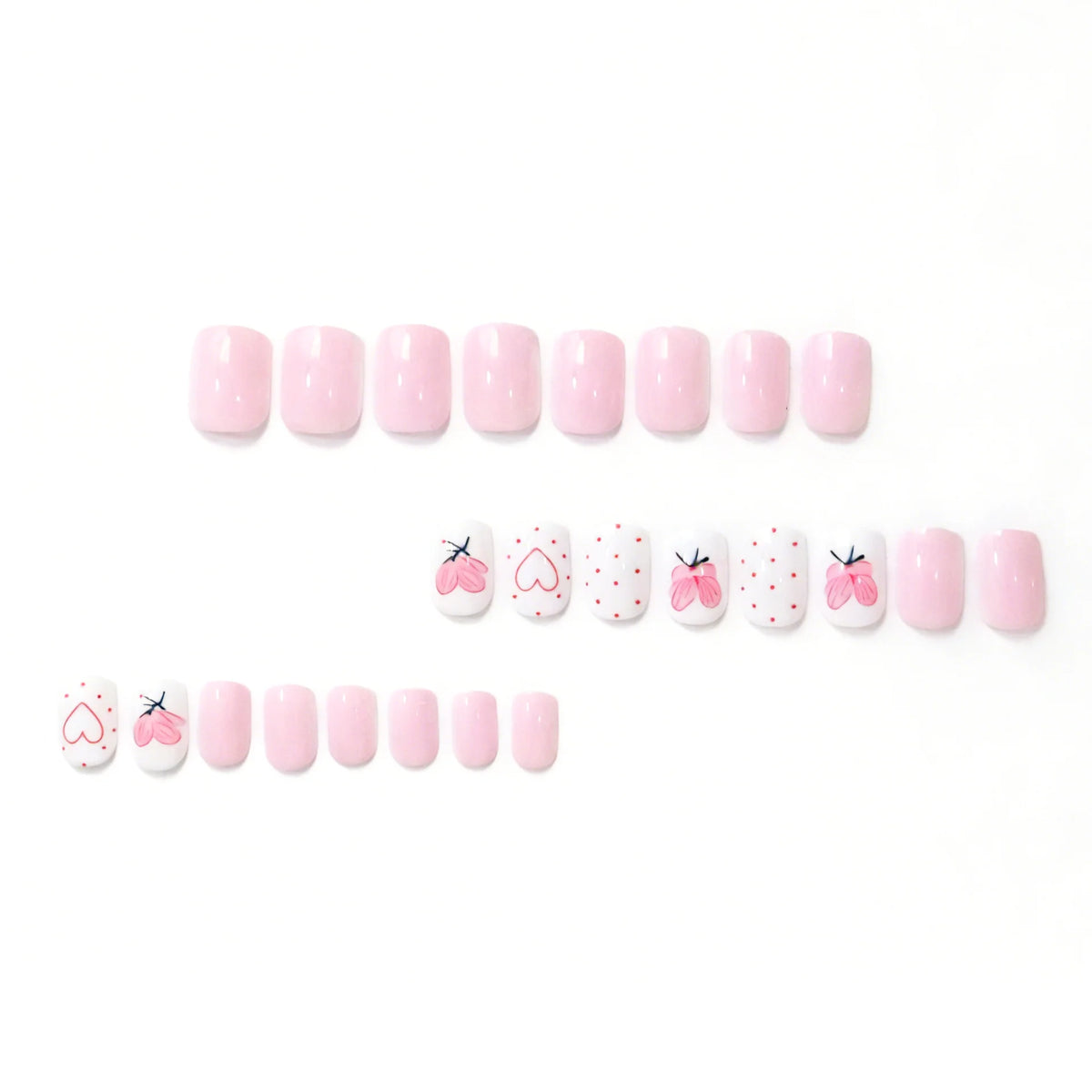 Acrylic Nail Set Press-On Hand-Painted Floral
