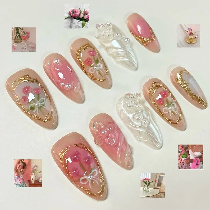 Acrylic Nail Set Reusable Multiple Sizes Playful Designs