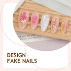 Acrylic Nail Set Reusable Multiple Sizes Playful Designs