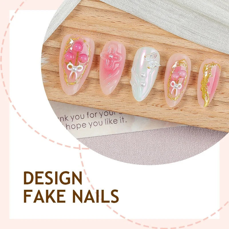 Acrylic Nail Set Reusable Multiple Sizes Playful Designs