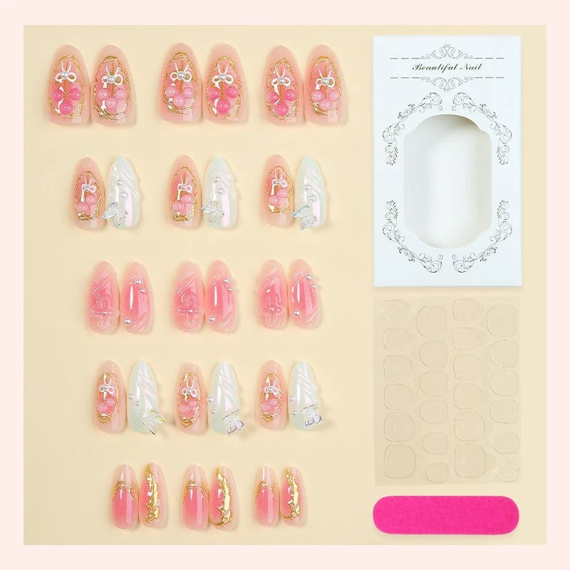 Acrylic Nail Set Reusable Multiple Sizes Playful Designs
