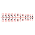 Acrylic Nail Set Self-Adhesive Nude With Black Butterfly Accents