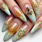 Acrylic Nail Set Stiletto Honeycomb Floral Set of 24